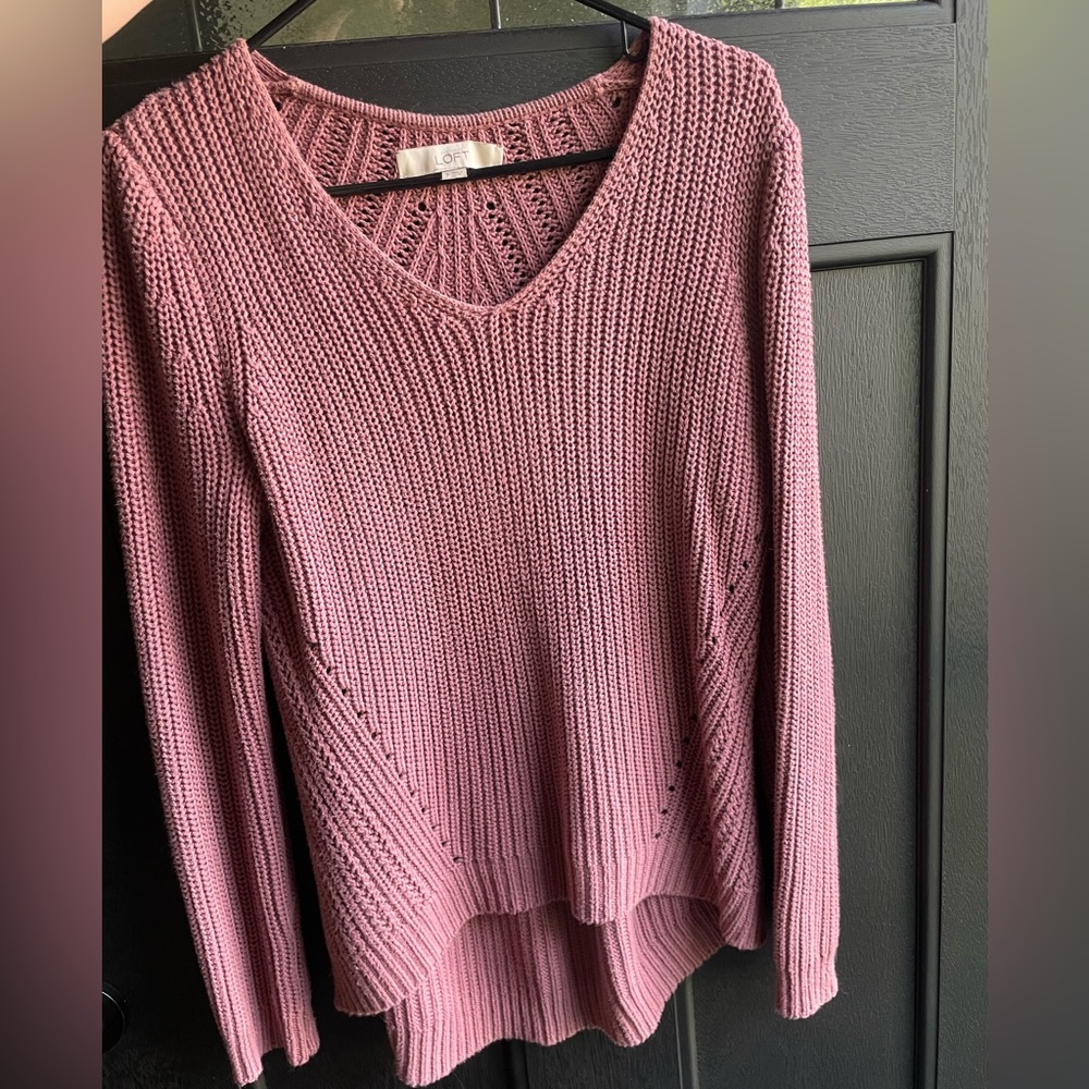 LOFT Mauve V-Neck Sweater
